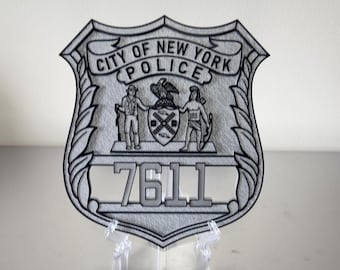 NYPD Police Officer Shield Plaque: 3D Embossed First Responder Wall Art