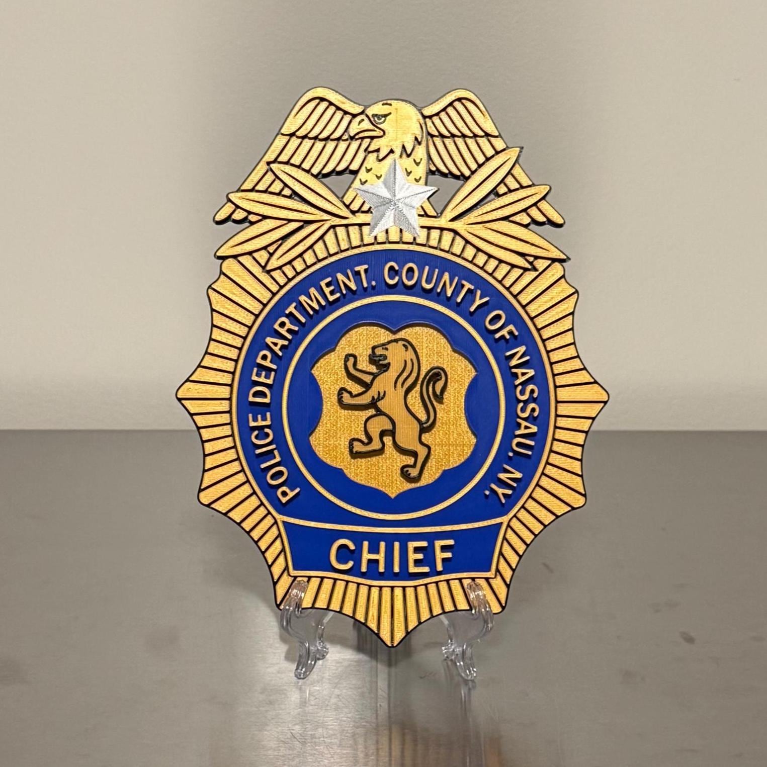 Nassau County Police Chief Shield 3D Display Plaque NY Police Gift