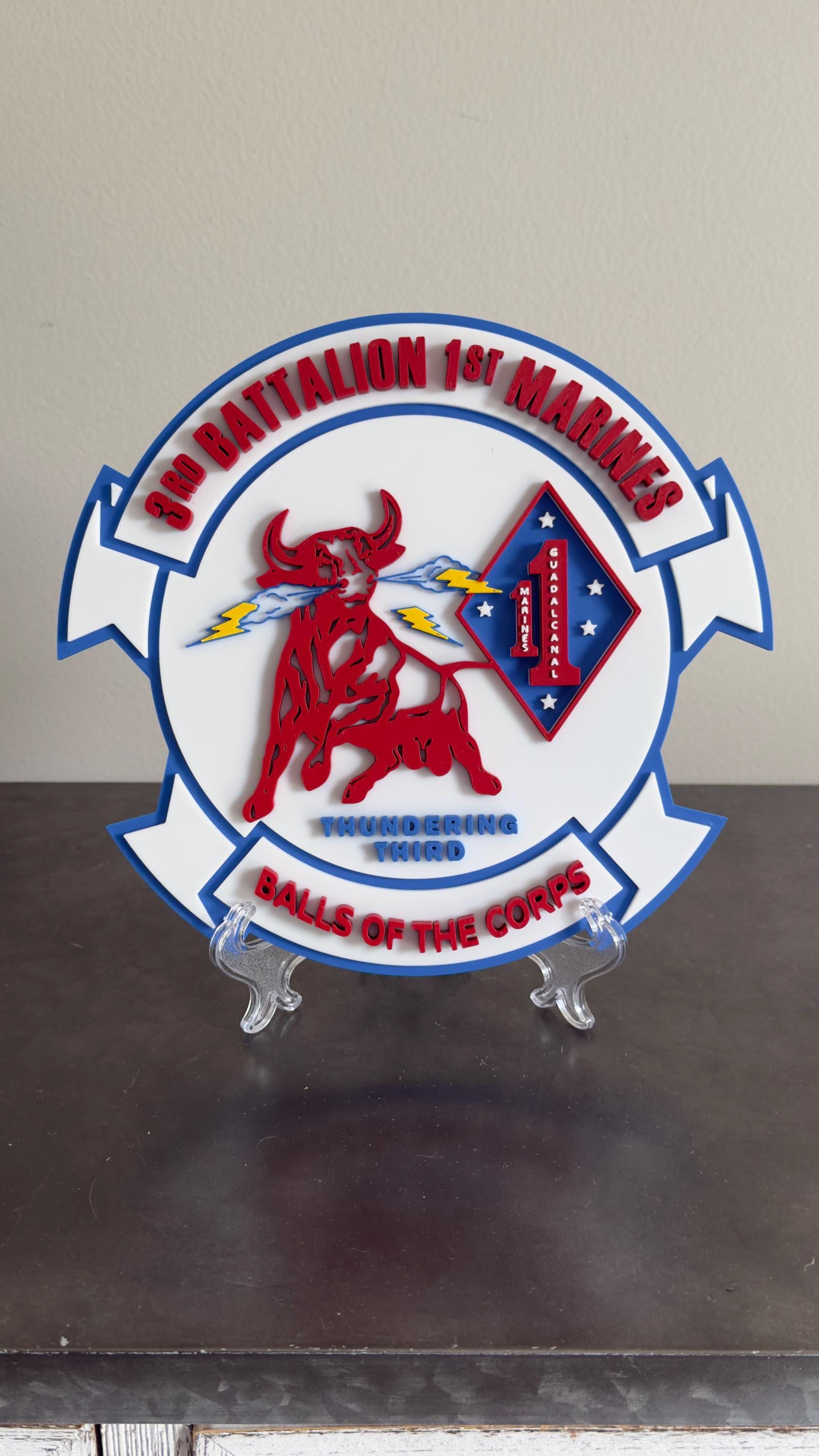 Us Marines 3rd Battalion | 3D Display Palque | Embossed Wall