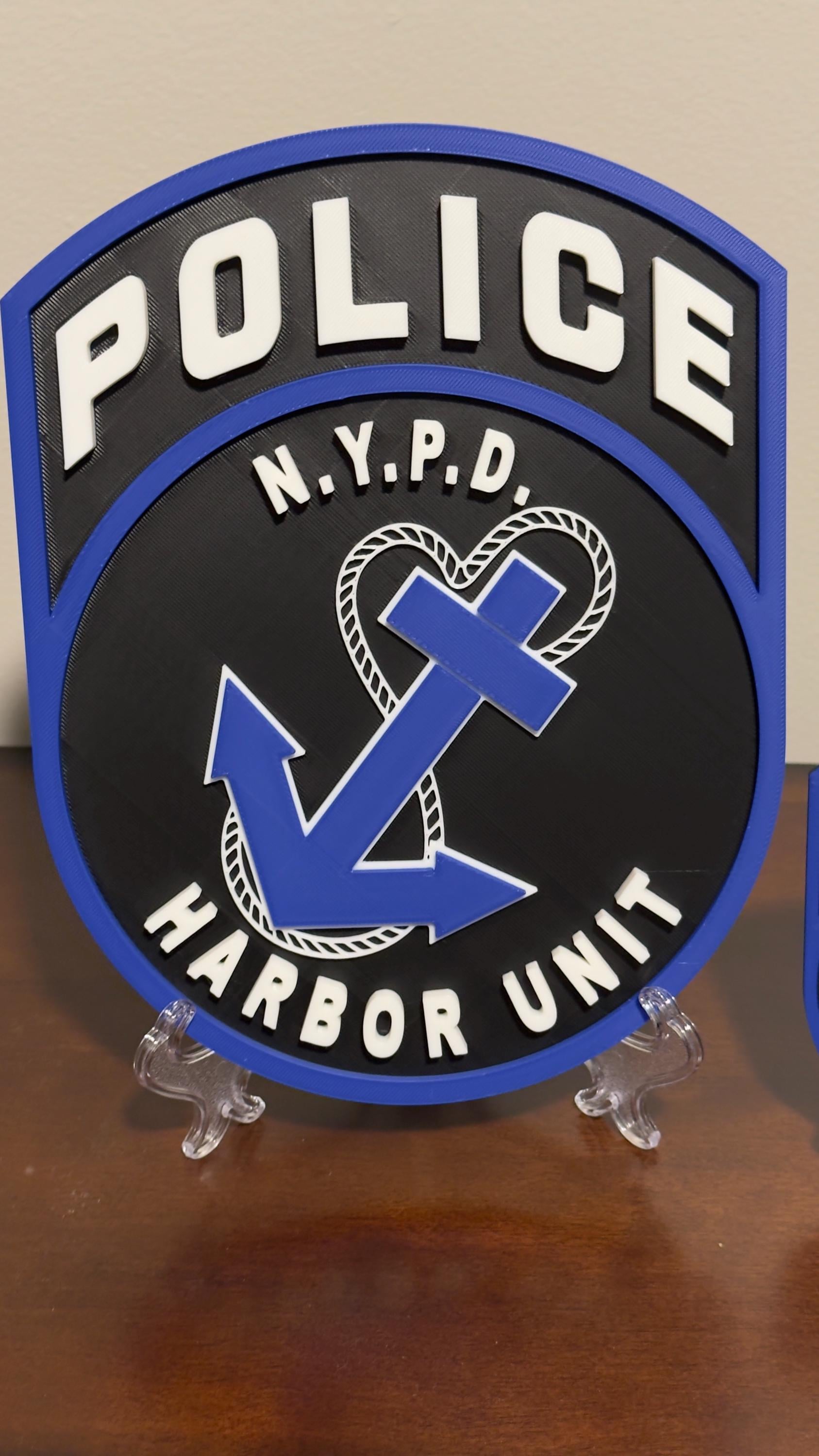 NYPD Harbor Unit 3D Display Plaque: NYC Police Wall Art Police