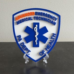 Pennsylvania AEMT 3D Embossed Display Plaque | Department Of Health | PLA Plastic | EMS Tribute | Advanced
