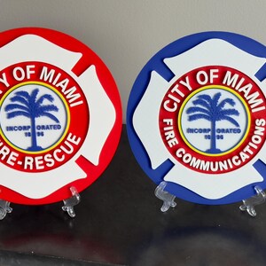 Miami Fire Rescue 3D Plaque: Embossed First Responder Wall Art Firefighter Gift Florida image 4