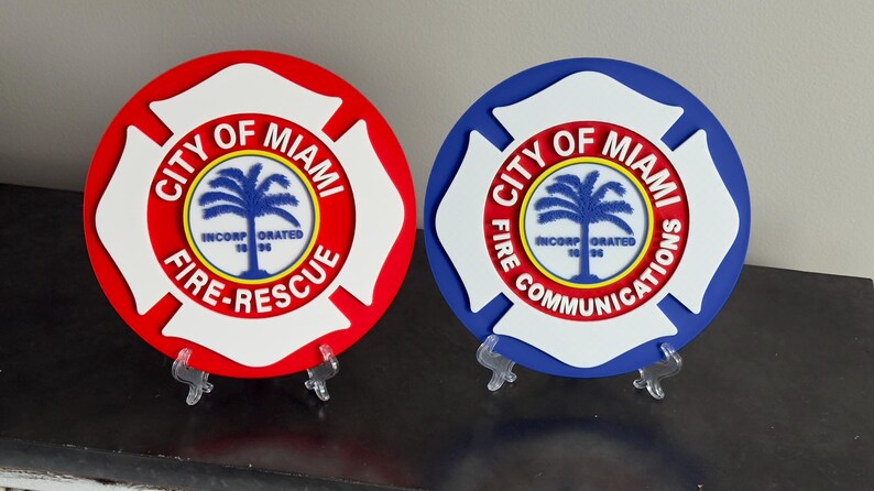 Miami Fire Rescue 3D Plaque: Embossed First Responder Wall Art Firefighter Gift Florida image 4