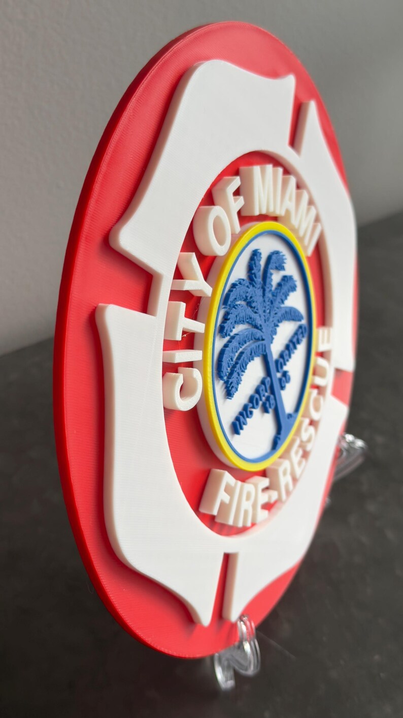 Miami Fire Rescue 3D Plaque: Embossed First Responder Wall Art Firefighter Gift Florida image 6