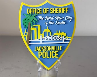 Jacksonville Police 3D Embossed Plaque: First Responder Wall Art Florida
