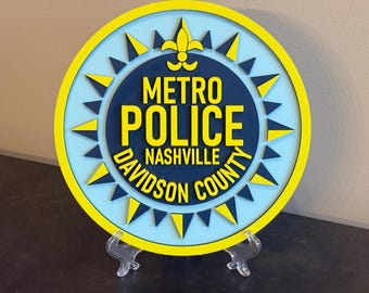 Nashville Metro Police 3D Embossed Plaque: First Responder Display Plaque Tennessee