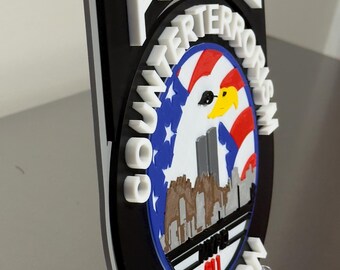 NYPD Counterterrorism Division 3D Plaque First Responder Wall Art