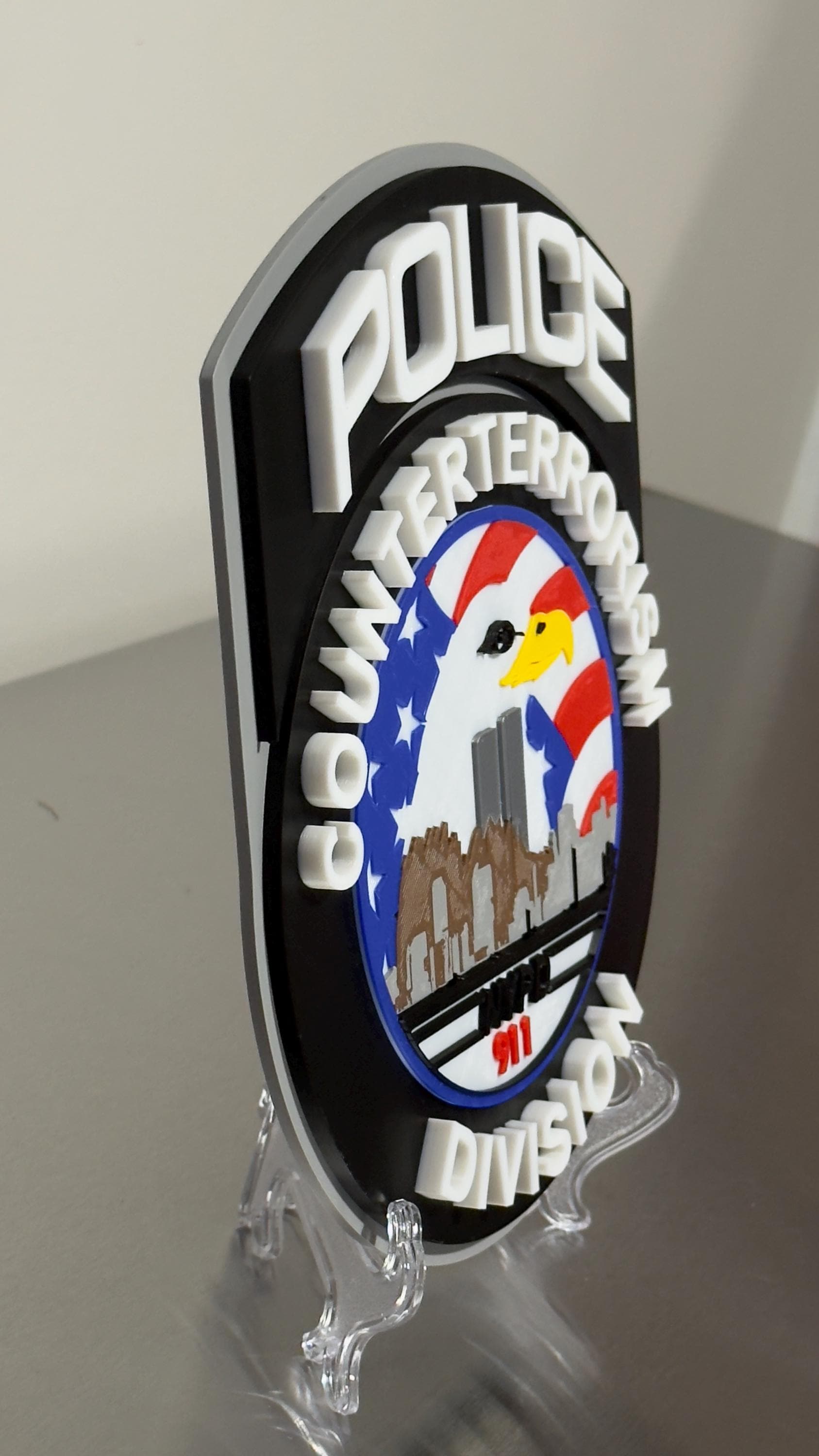 NYPD Counterterrorism Division 3D Plaque First Responder Wall Art