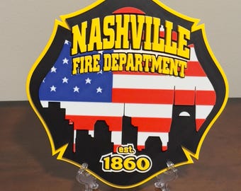 Nashville Fire Department 3D Embossed Plaque: First Responder Display Plaque