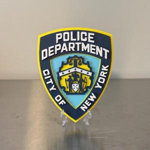 NYPD 3D Embossed, NYC Police Emblem - Wall Tribute | PLA Plastic | New York City