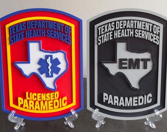 Paramedic Plaque: Texas EMS Tribute (3D Embossed Wall Art) Texas