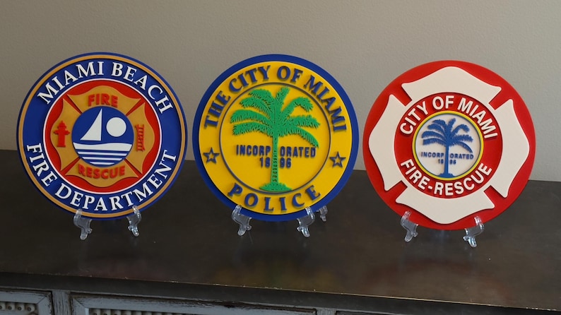 Miami Fire Rescue 3D Plaque: Embossed First Responder Wall Art Firefighter Gift Florida image 7