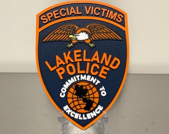 Plaque 3D du service de police de Lakeland, oeuvre d'art murale pour les premiers intervenants