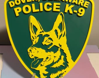 Dover Delaware Police K9 Logo 3D Embossed Plaque: First Responder Wall Art