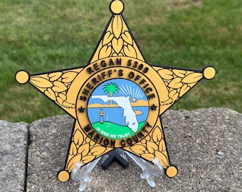 Customizable Florida Sheriff Badge Plaque - 3D Printed First Responder Wall Art