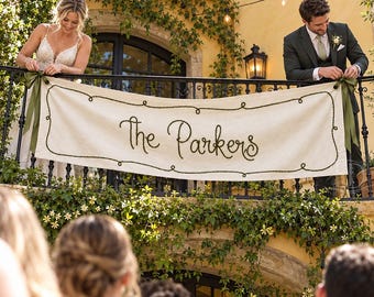 Custom Wedding Welcome Banner, Romantice Ceremony Reception Banner,Custom Linen Garden Signage,Wedding Sweetheart Table Signs