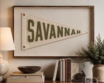 Custom Hand-Stiched City Pennant, Boho room Dorm decor, Handmade gift
