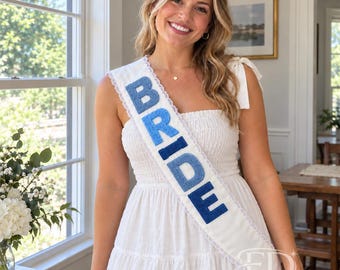 Lace Bridal Shower Sash, Hen Party Sash ,Bachelorette Bride Sash -Bridal Shower Wedding Gift-Hen decor, Handmade Bridal Shower Gift