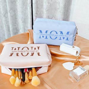 Bolsa de cosméticos con letras de perla, nueva y portátil, bolsa de aseo con mensaje personalizado, bolsa de maquillaje para mamá, regalo de boda para mamá, bolsa de almacenamiento de regalo para mamá