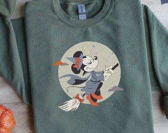 Comfort Colors® Disney Mickey And Minnie Flying Witch Halloween C1178 Magic Kingdom Holiday Trip Unisex Tshirt Family Birthday Gift Kid Tee