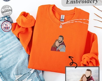 Custom Embroidered Photo Sweatshirt, Embroidered Hoodie, Custom Embroidered Family Sweatshirt, Family Portrait Shirt, Gift for Mom