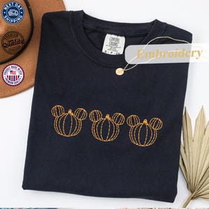 Halloween Mickey Pumpkins Shirt – Comfort Colors® Embroidered Halloween Party T-Shirt, Halloween Pumpkin Tee, Disney Fall TShirt, Spooky Tee