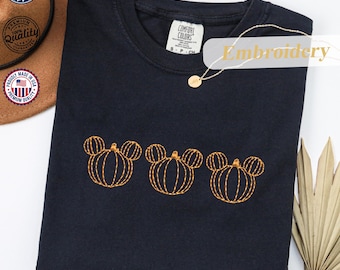Halloween Mickey Pumpkins Shirt – Comfort Colors® Embroidered Halloween Party T-Shirt, Halloween Pumpkin Tee, Disney Fall TShirt, Spooky Tee