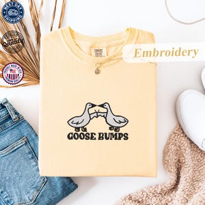 Comfort Colors® Goose T-shirt Embroidered, Goose T-shirt- Funny shirt, Embroidery Comfort Colors® Cottagecore Animal Tee, Whimsical Goose