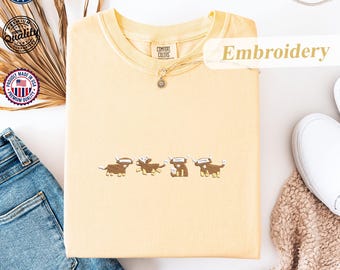T-shirt brodé vache Highland – T-shirt vache Highland Comfort Colors®, t-shirt western, t-shirt country, t-shirt graphique broderie western