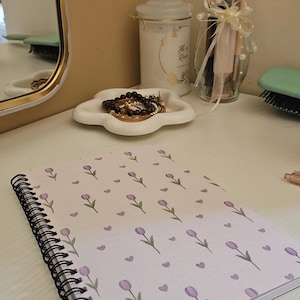 Floral Spiral Notebook - Ruled Line, Cute Journal, Floral Stationery, Gift for Writers, School Supplies, Spring Decor
