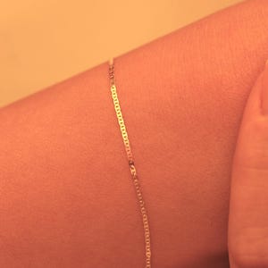 Bracelet à chevrons en or massif 14 carats - Chaîne à superposition délicate, bijoux minimalistes à porter au quotidien