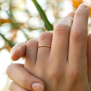 14k Gold Wedding Band Ring: Thin Oval Stacking Ring