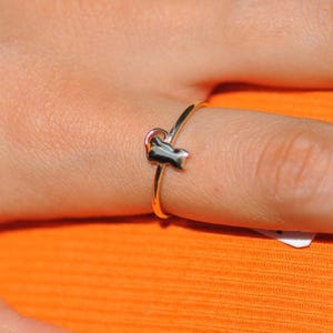 Dainty Cat Ring, 14k Solid Gold Cat Jewelry for Women, Minimalist Gold Cat Ring Gift
