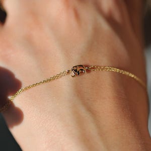 14k Gold Elephant Bracelet: Dainty Minimalist Charm