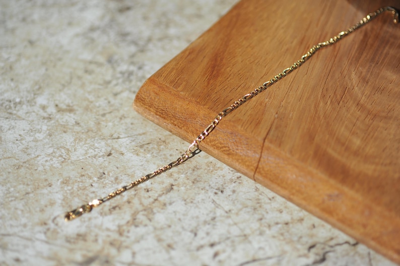 14K Real Gold Figaro Chain Bracelet, 2 mm - 1.30 gr Gold Bracelet, 14k Solid Gold Chain, Men - Women Bracelet, Dainty Bracelet, Gift for Her