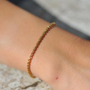 14K Solid Gold Rope Chain Bracelet: Dainty Minimalist Style