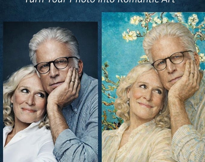 Featured listing image: Van Gogh Style Valentine Couple Portrait – Starry Night Inspired Romantic Gift | Digital Download