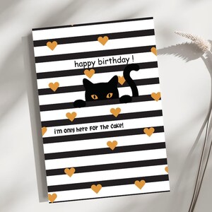 black cat birthdau card | cute birthday card | lined birthday card |printable birthday card | digital cat birthday card | svg for him , her
