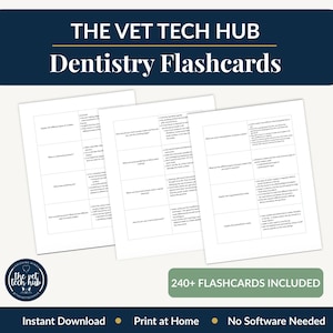 Tarjetas de estudio de odontología veterinaria, preparación para el examen VTNE de técnico veterinario, anatomía dental canina y felina, enfermedad periodontal, instrumental dental, descarga instantánea