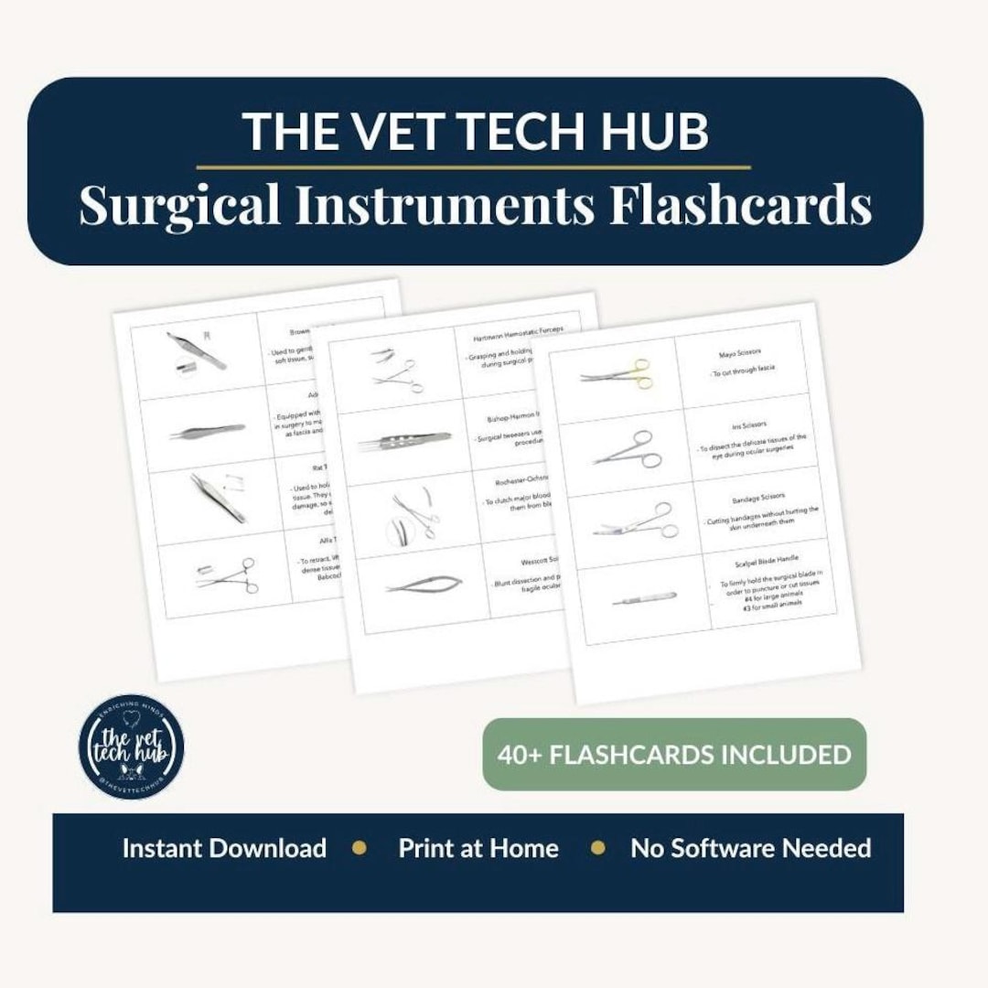 Surgical Instrument Flashcards Veterinary and Human Medicine VTNE Study ...