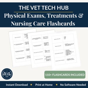 Flashcards lichamelijk onderzoek, Prep Vet Tech VTNE, patiëntenzorg, verpleegkundige beoordeling, vitale functies, klinische vaardigheden, afdrukbare, directe download pdf