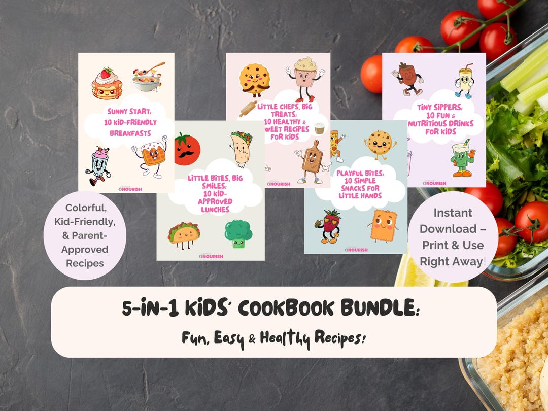 Printable Kids Cookbook, 50 Fun and Healthy Recipes for Kids, Easy ...
