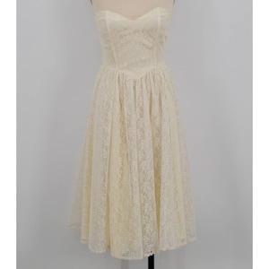 80&#39;s Gunne Sax Lace Strapless Dress