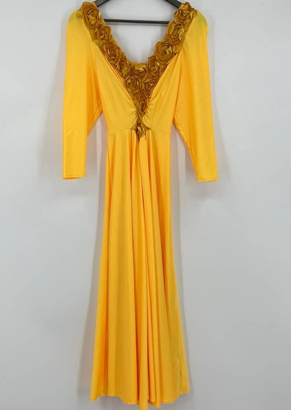 Vintage Gold Floral Dress - image 1