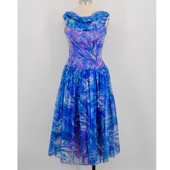 Vintage Blue and Purple Dress - image 1