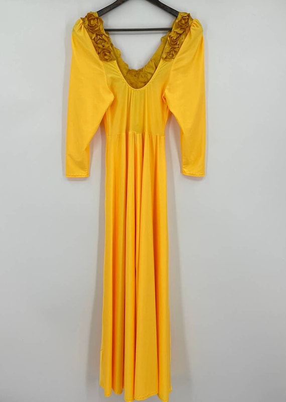 Vintage Gold Floral Dress - image 2