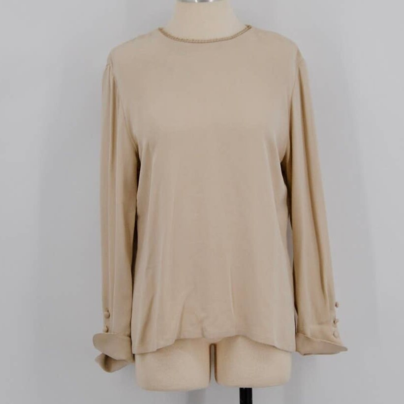 Chemisier En Soie Dana Buchman Marine - Taille 10, Neuf Avec étiquettes - Blouse élégante Femme