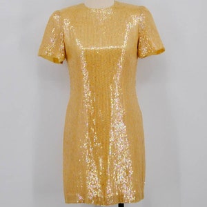 Vintage Gold Sequins St. Martin by Jeanette Shift Dress
