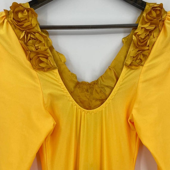 Vintage Gold Floral Dress - image 4