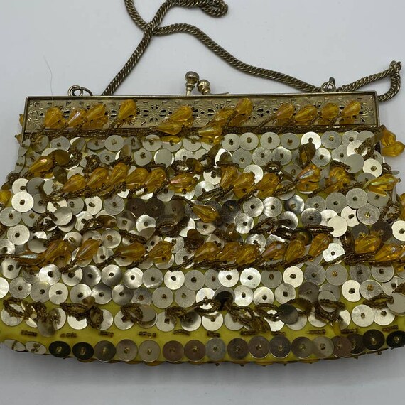 Vintage Gold Beaded Sequins Clutch - image 3